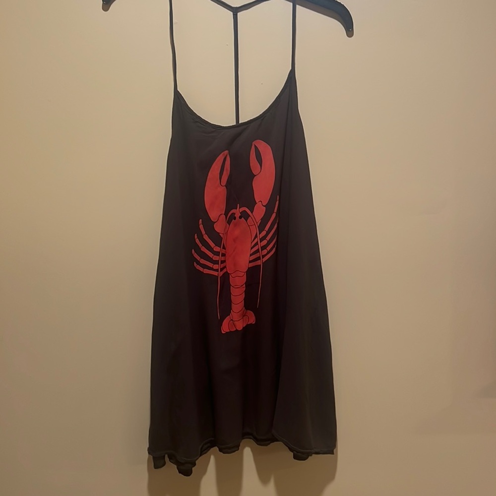 Wildfox Black Swim Coverup with Red Lobster Graphic